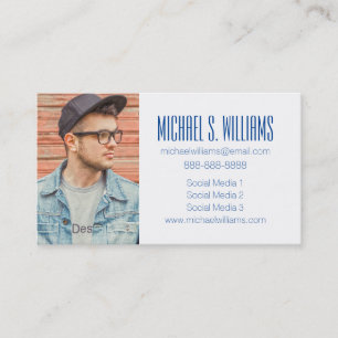Photo Graduation   Blue Watercolor Calling Card