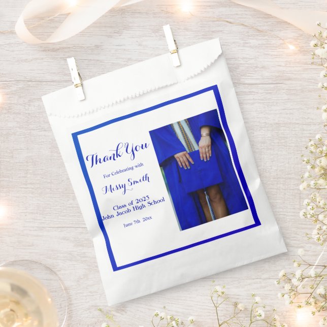 Photo Graduation, Class of 2023 Blue Thank You  Fa Favour Bag (Clipped)