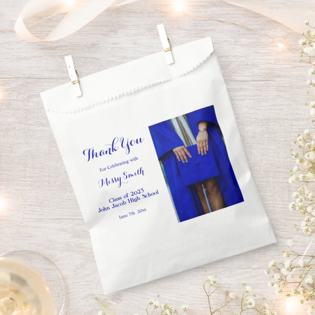 Photo Graduation, Class of 2023 Blue Thank You  Favour Bag (Clipped)