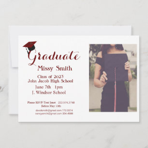 Photo Graduation, Class of 2024 Maroon Invitation