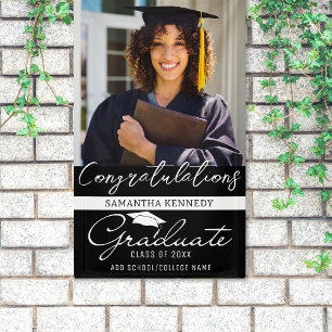 Photo Graduation Class Of 2026 Black Congrats Grad Banner