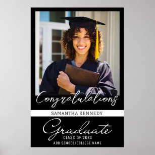 Photo Graduation Congrats Grad Class Of 20XX Black Poster