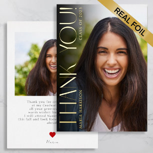 Photo Graduation Elegant Foil Thank You  Card