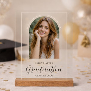 Photo Graduation Elegant Script Acrylic Sign