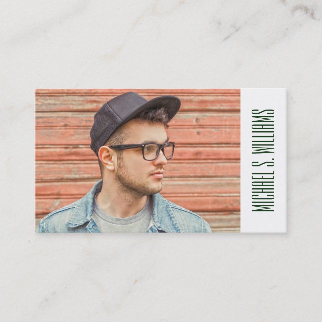 Photo Graduation | Green Marble Calling Card (Front)