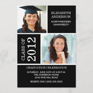 Photo Graduation Invitation ~Classy Black & White