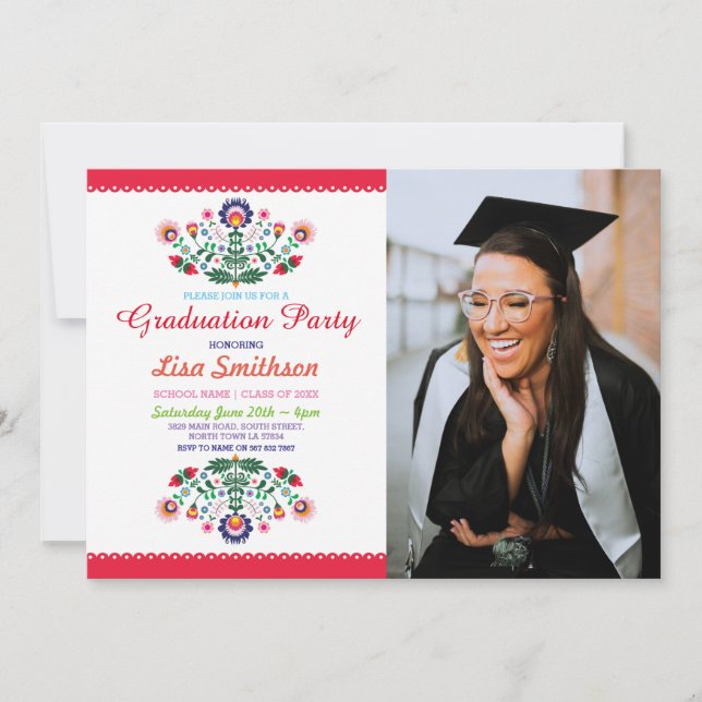 Photo Graduation Invitation Party Fiesta Mexican (Front)