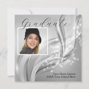 Photo Graduation Luxury Silver Metallic Invitation