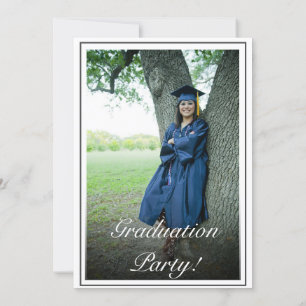 Photo Graduation Modern Minimalist White Black Invitation