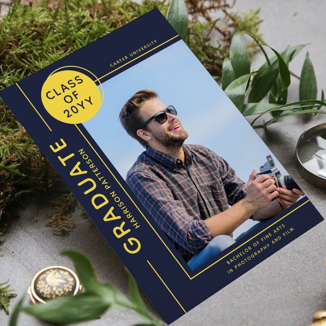 Photo Graduation Modern Script Blue Yellow (Creator Uploaded)