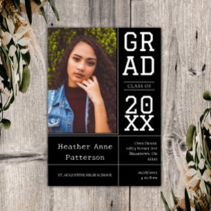 Photo Graduation Open House Black Invitation