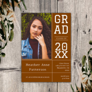 Photo Graduation Open House Burnt Orange Invitation