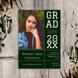 Photo Graduation Open House   Emerald Green Invitation