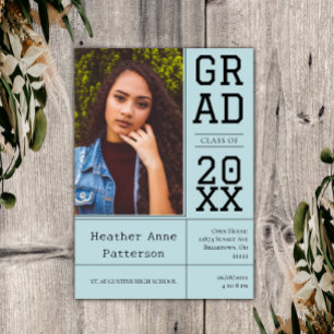 Photo Graduation Open House Teal Invitation