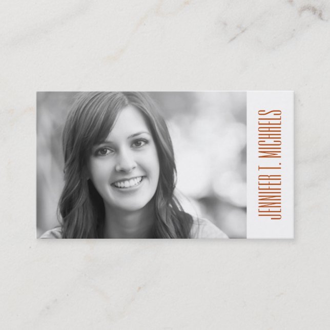 Photo Graduation | Orange Plaid Calling Card (Front)