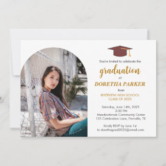Photo Graduation Party Elegant Gold Script Design Invitation