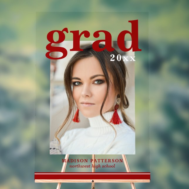 Photo Graduation Party Elegant Modern Script Acrylic Sign (Neutral)