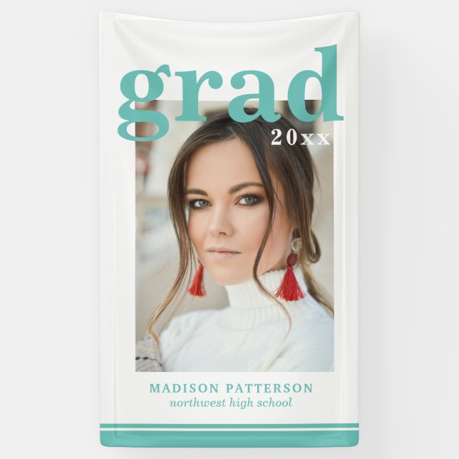 Photo Graduation Party Elegant Modern Script Banner (Vertical)