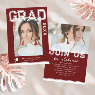 Photo Graduation Party Elegant Modern Script Invitation