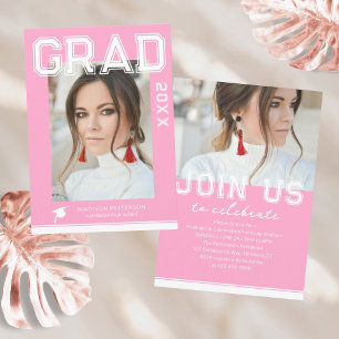 Photo Graduation Party Elegant Modern Script Invitation
