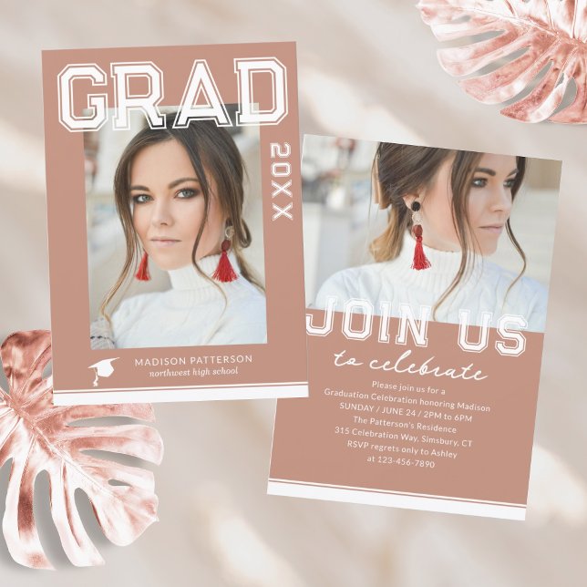 Photo Graduation Party Elegant Modern Script Invitation (Creator Uploaded)