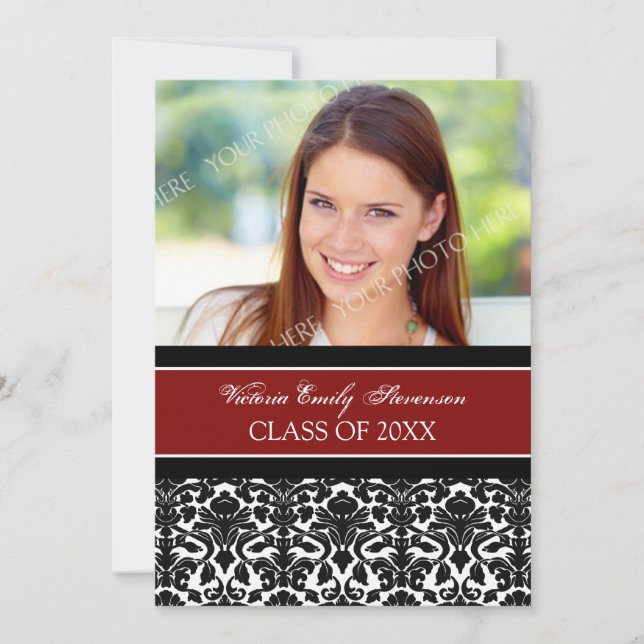 Photo Graduation Party Invitation Card Red (Front)