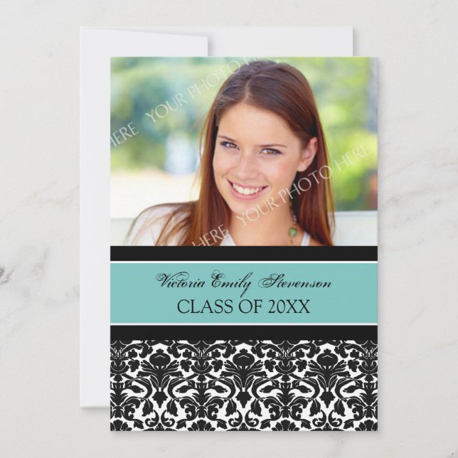 Photo Graduation Party Invitation Card Teal (Front)