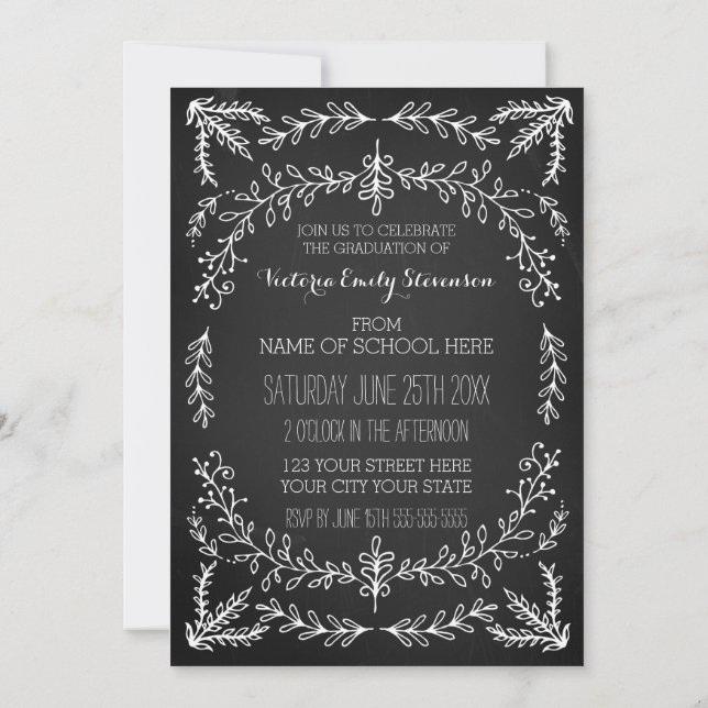 Photo Graduation Party Invitation Chalkboard (Back)