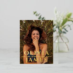 Photo graduation party invitation postcard