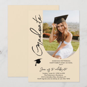 Photo Graduation Party Modern Elegant Script Invitation