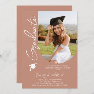 Photo Graduation Party Modern Elegant Script Invitation