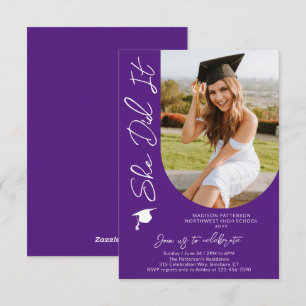 Photo Graduation Party Modern Elegant Script Invitation