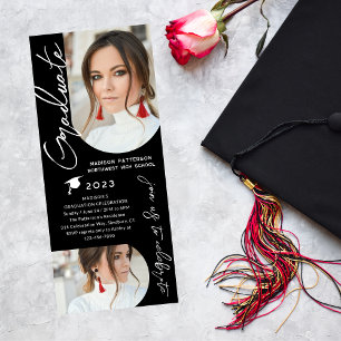 Photo Graduation Party Modern Elegant Script Invitation