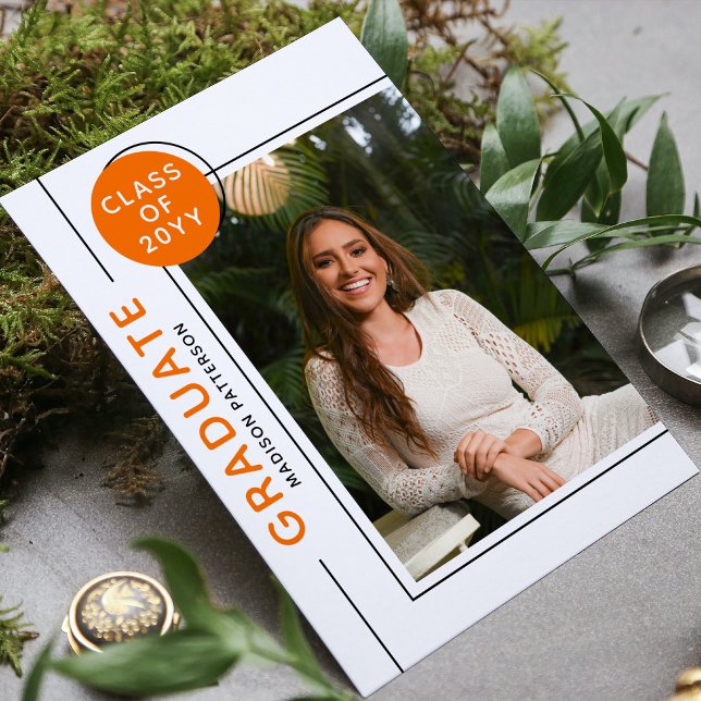 Photo Graduation Party Modern Script Black Orange (Creator Uploaded)