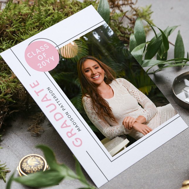 Photo Graduation Party Modern Script Pink Grey (Creator Uploaded)