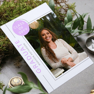 Photo Graduation Party Modern Script Purple Grey