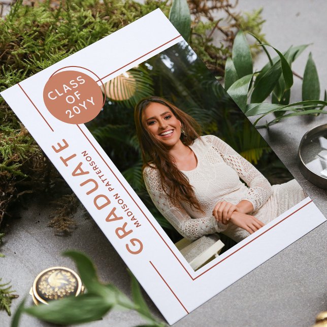 Photo Graduation Party Modern Script Terracotta (Creator Uploaded)