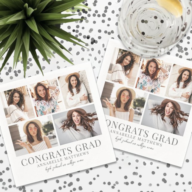 Photo Graduation Party Napkin (Graduation Photo Collage Graduation Party Napkin)