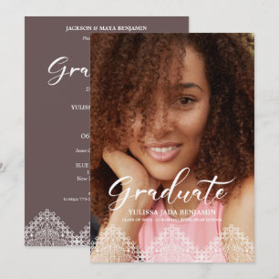 Photo Graduation Party Romantic Lace Invitation