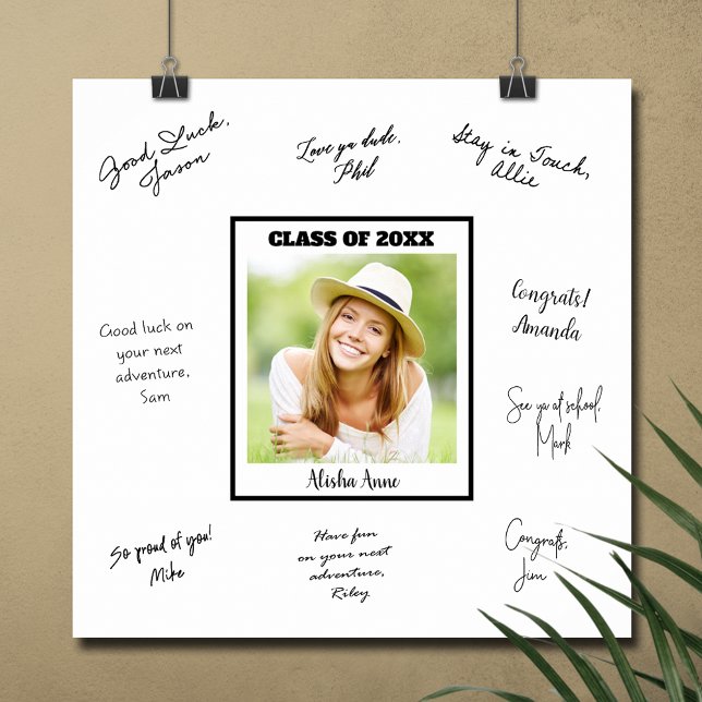 Photo Graduation Party Signature Message Poster (Photo graduation party autograph message poster - PRINTED and/or INSTANT DOWNLOAD)