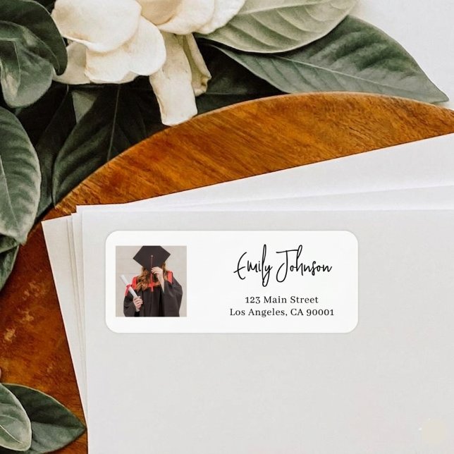 Photo Graduation Return Address Labels Custom Eleg (Creator Uploaded)