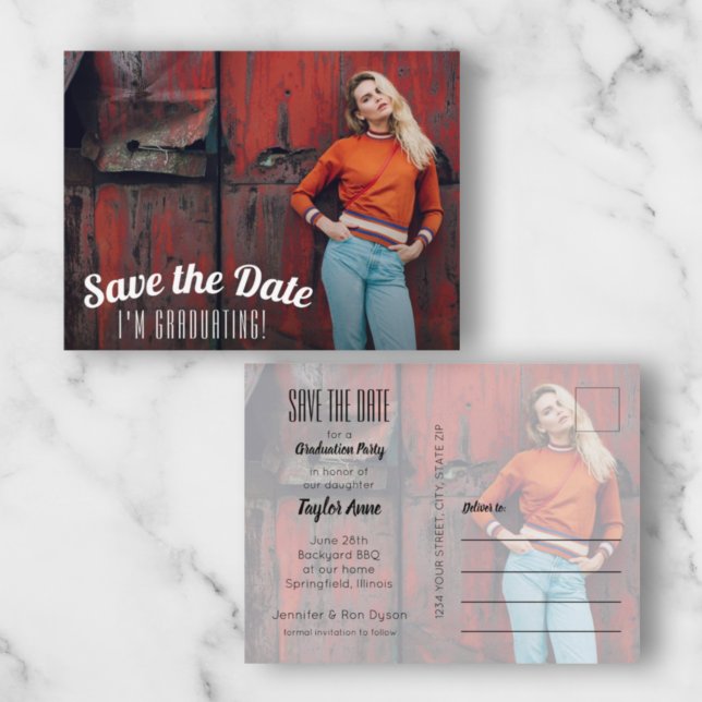 Photo Graduation Save the Date Postcard (Creator Uploaded)