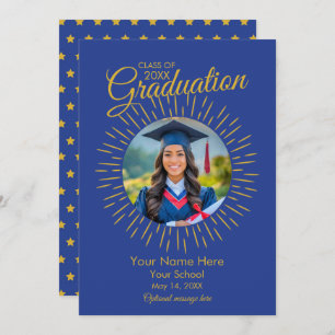 Photo Graduation Star Announcement (Blue & Gold)