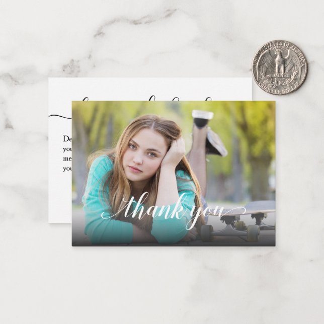 Photo Graduation Thank You Small  Card (Front/Back In Situ)