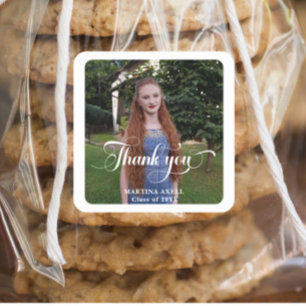 Photo Graduation Thank You  Square Sticker