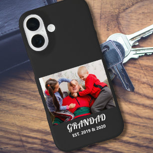 Photo Grandad Established Bold White Typography iPhone 16 Case