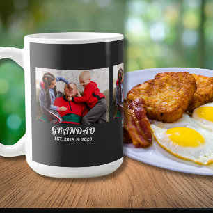 Photo Grandad Established Bold White Typography Coffee Mug