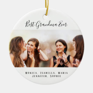 Photo grandkids grandmother ceramic ornament