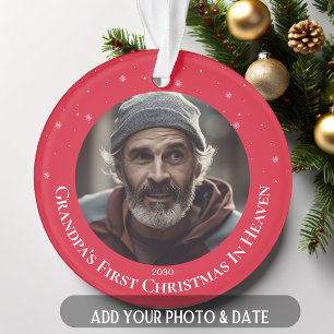 Photo  Grandpa First Christmas In Heaven Custom Ornament