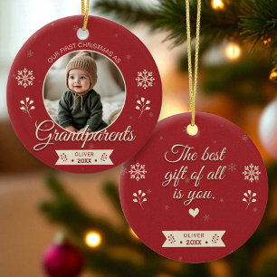 Photo Grandparents First Christmas Personalised Ceramic Ornament